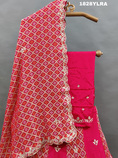KcPc Pure Khaddi Georgette Bandhani Katdana White Beads  Work Lehenga Set  MAD