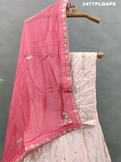 KcPc New Pure H O Silk Katdana white Beads Work Lehenga Set  MAD