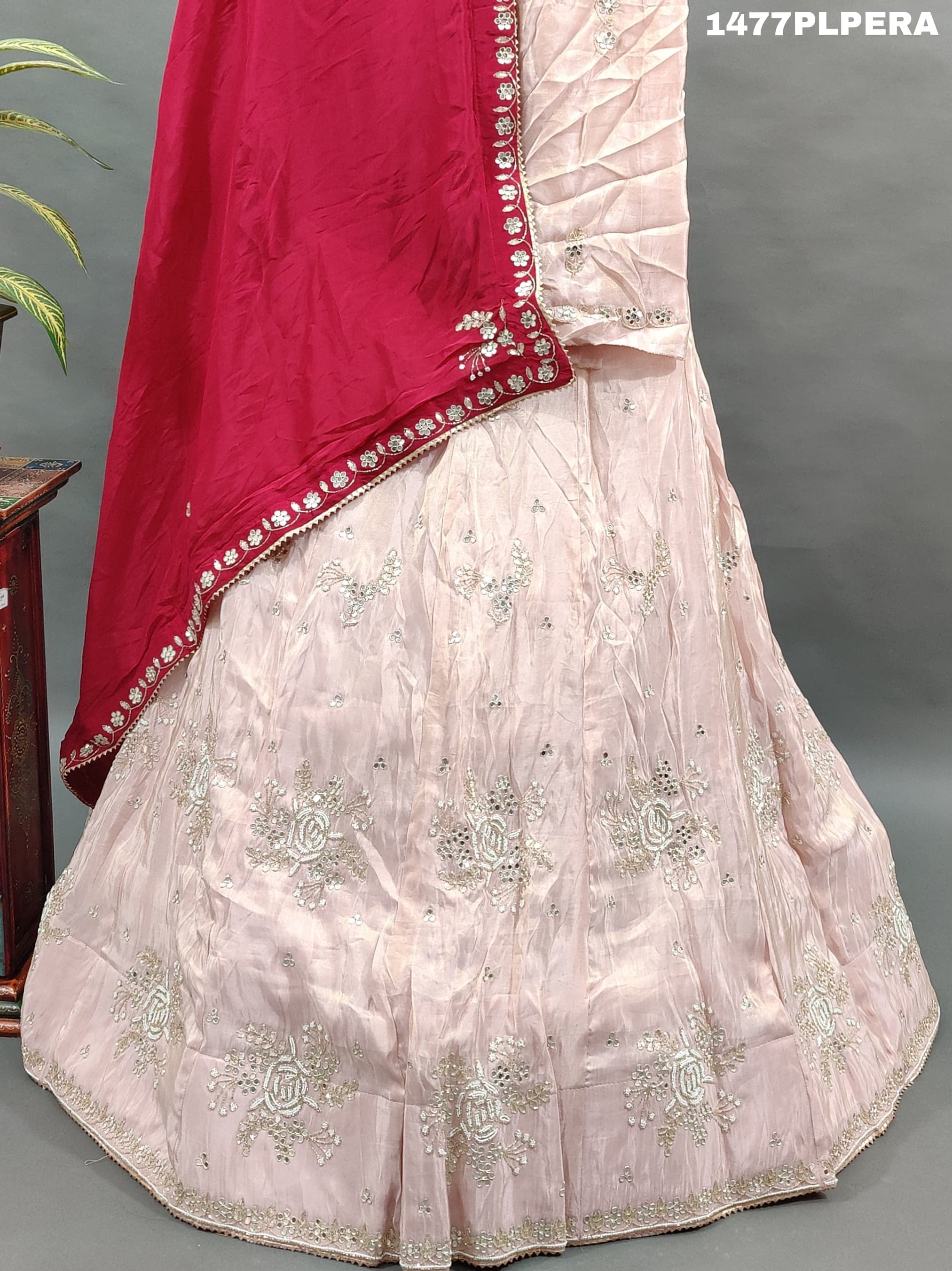 KcPc New H O Silk Katdana white Beads Work Lehenga MAD