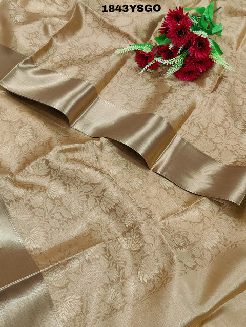 KcPc New Pure Tissue  Handloom Banarasi Saree With Blouse KB