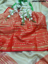  Silk Banarasi Zari weaving Saree in red colour border 