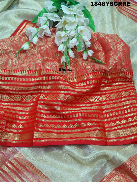 KcPc New Katan Silk Banarasi Zari weaving Saree With Blouse KB