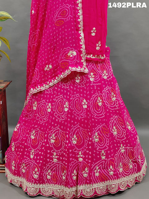 KcPc New Pure Chinon Bandhani Gotapatti CutWork Lehenga Set  MAD