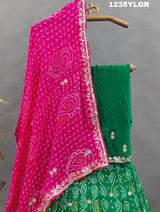 KcPc New Beautiful Pure Chinon Bandhani Gotapatti Work Lehenga Set MAD