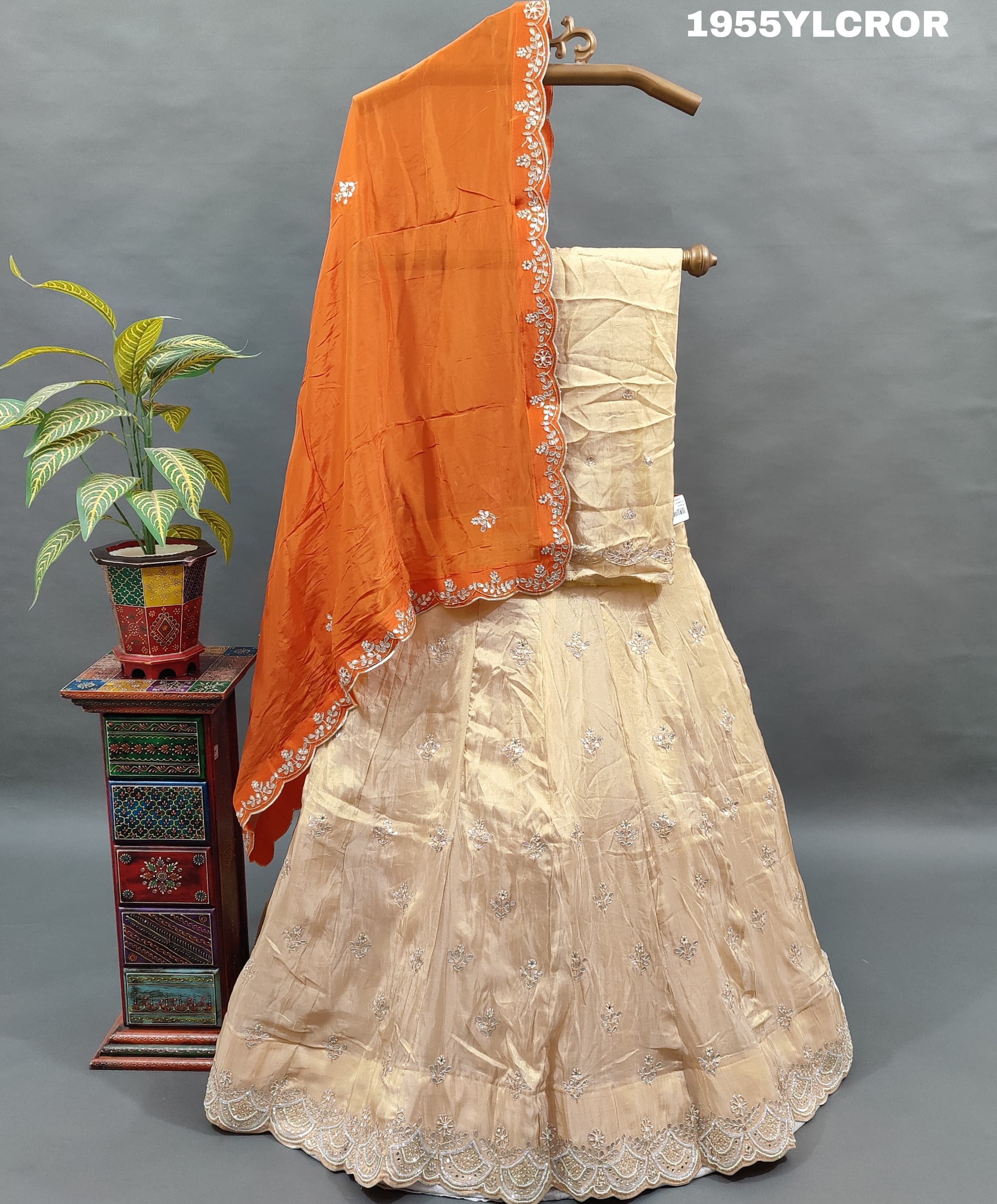  Silk Cutdana Gotapatti Cutwork Lehenga 