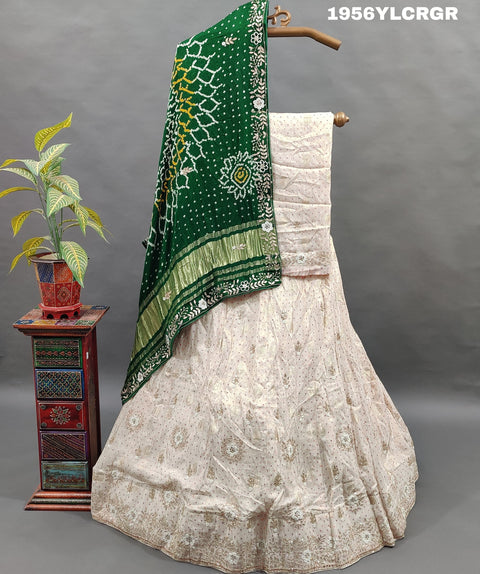 KcPc New Pure Upada Silk Lehenga With Gaji silk Bandhani Dupatta Set MAD