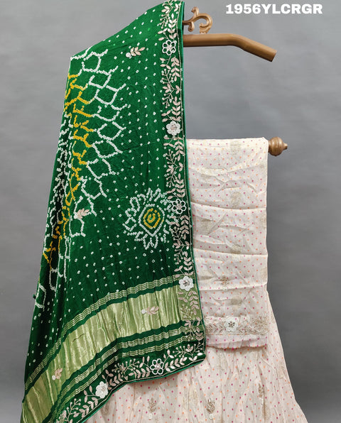 KcPc New Pure Upada Silk Lehenga With Gaji silk Bandhani Dupatta Set MAD