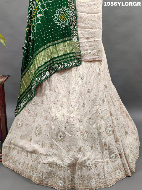 KcPc New Pure Upada Silk Lehenga With Gaji silk Bandhani Dupatta Set MAD
