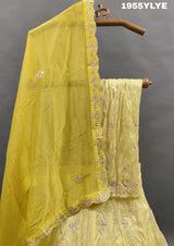 Yellow silk lehenga set withgota pati work