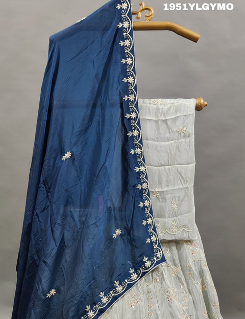 KcPc Special Pure Designer Upada Silk Katdana White beads Work Lehenga Set MAD