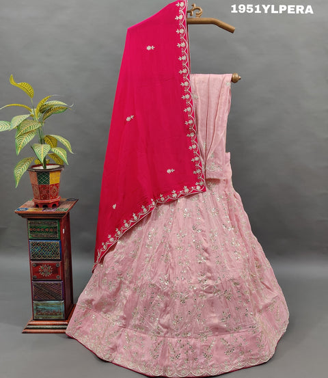 KcPc Latest Pure  Upada Silk Katdana White beads Work Lehenga Set MAD