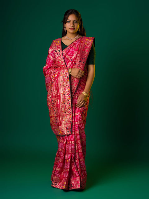 KcPc Latest Upada Silk Fabric Bandhani Ghatchola Meenakari Banarasi Saree  DC