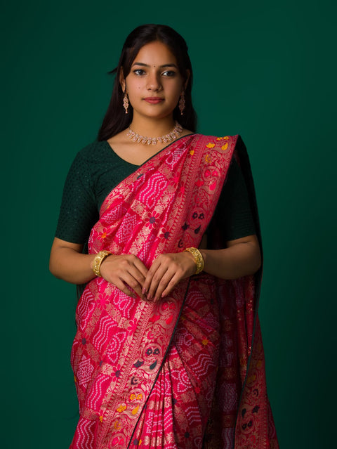 KcPc Latest Upada Silk Fabric Bandhani Ghatchola Meenakari Banarasi Saree  DC