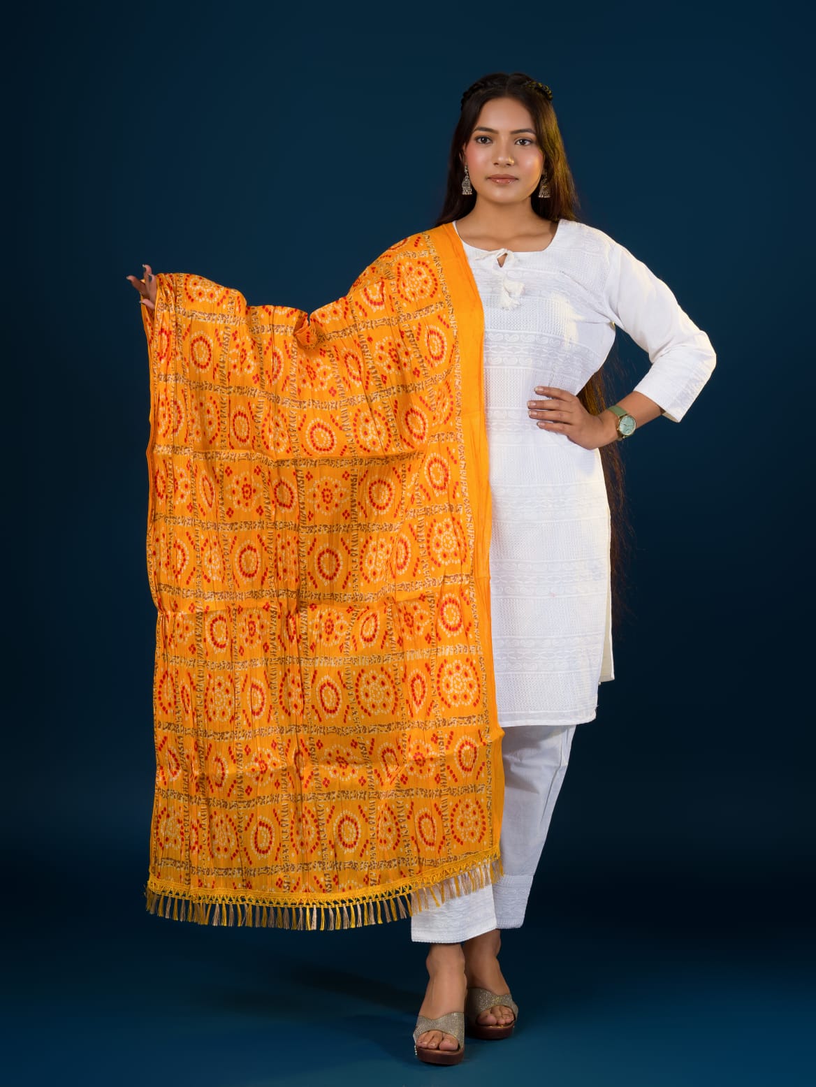 KcPc New Chinon Silk Bandhani Print DupattaRAY