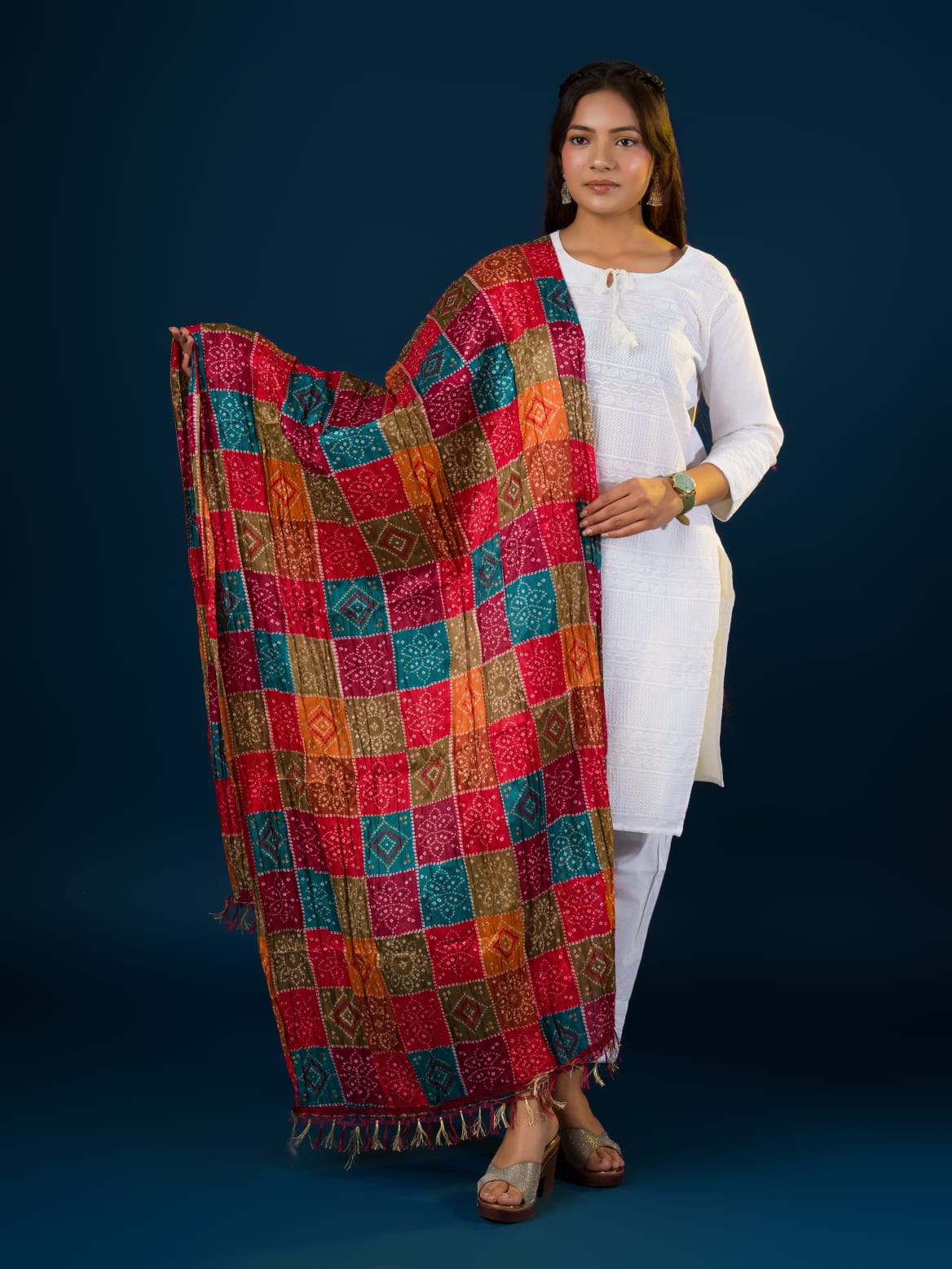 KcPc Beautiful Bandhej Chinon Multicolour DupattaRAY