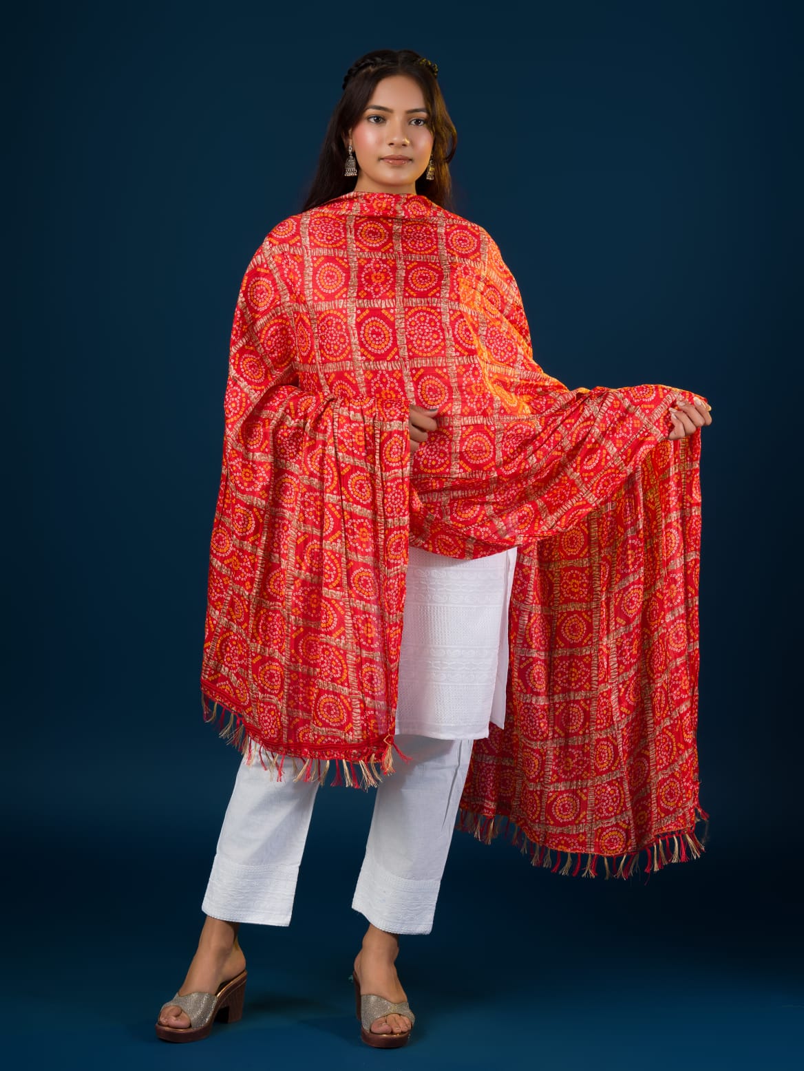 KcPc New Chinon Silk Bandhej DupattaRAY