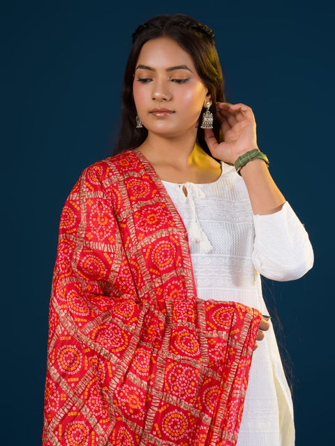 KcPc New Chinon Silk Bandhej Dupatta