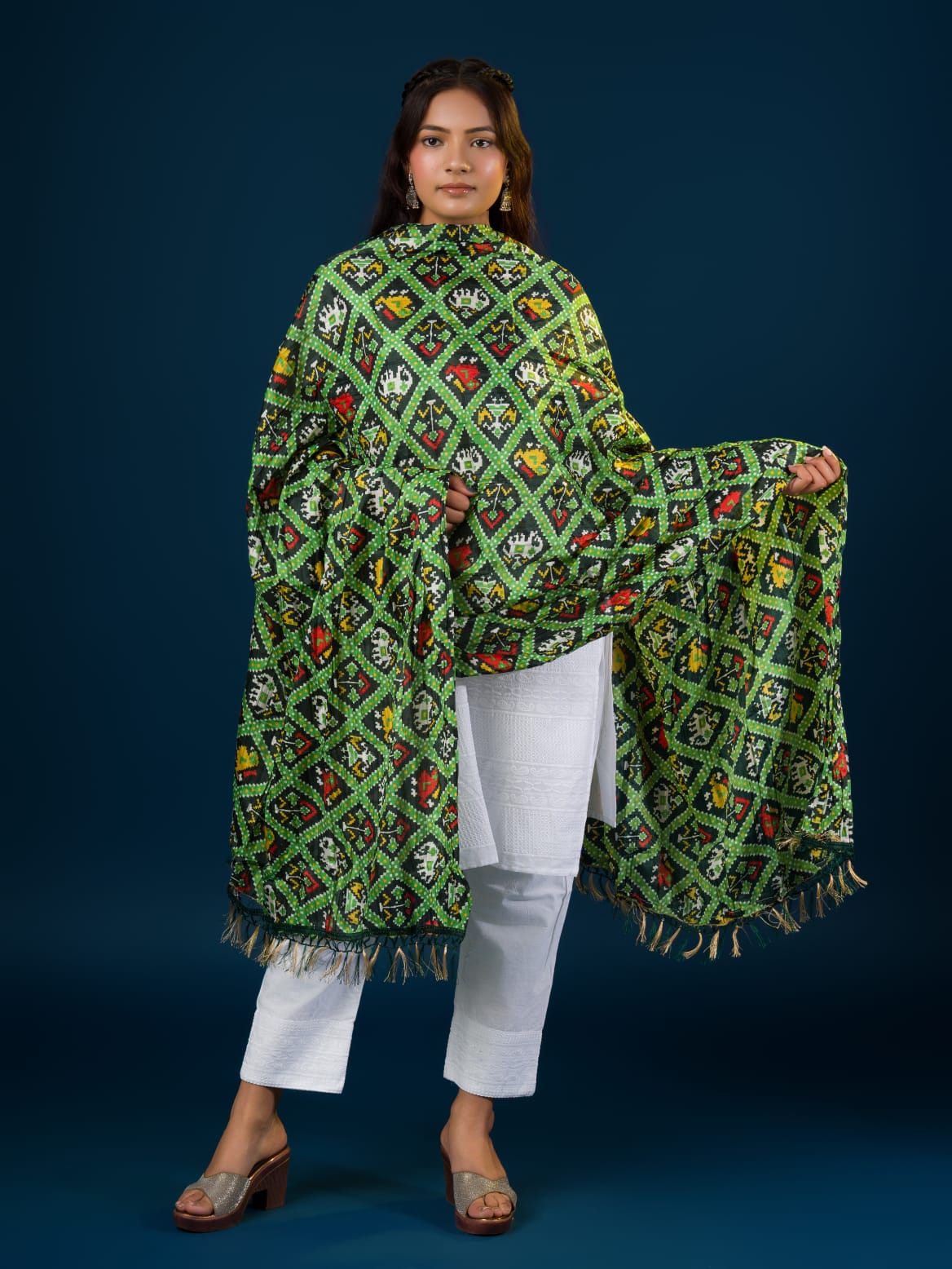 KcPc Beautiful Chinon Printed Traditional Look DupattaRAY