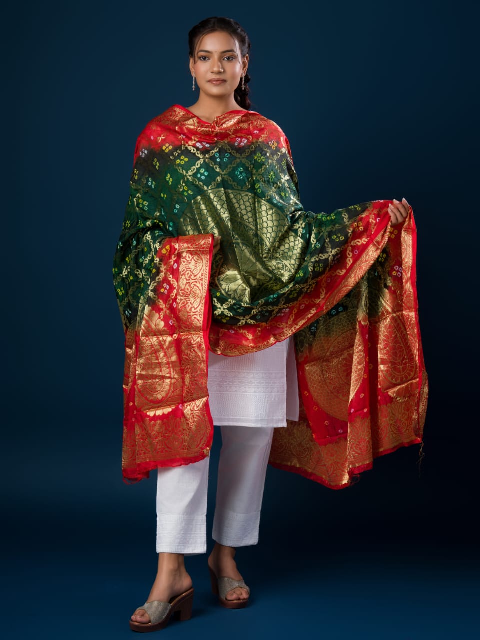KcPc New Banarasi Bandhej Gharchola Kerry Chand Dupatta