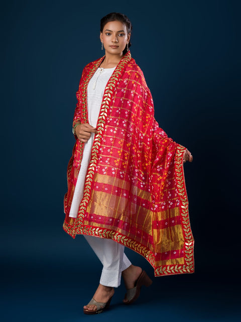 KcPc Marwadi Gharchola Silk Bandhani Chunri Dupatta