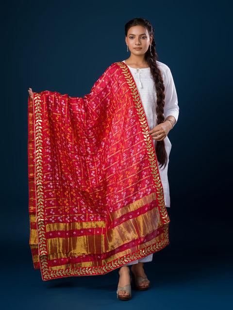 KcPc Marwadi Gharchola Silk Bandhani Chunri Dupatta