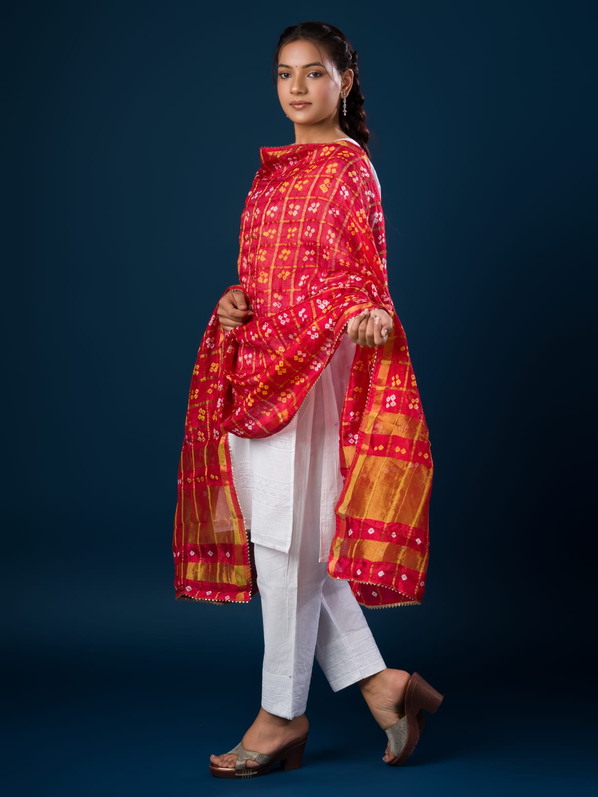 KcPc Latest Bandhani Mangal Path Ghatchola Dupatta Red