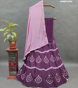 A pure upada silk lehenga set with cutdana workin purple color