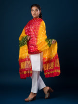 KcPc Ghatchola Bandhej silk DupattasYellow green