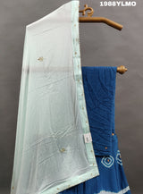 A Pure Upada Silk lehenga set with bandhani pattern and cutdana work