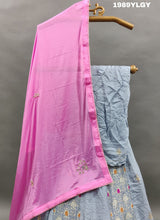 Upada Silk Katdana Gotapatti Work Lehenga Set in ice blue colour