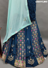 A navy blue traditional lehenga set 