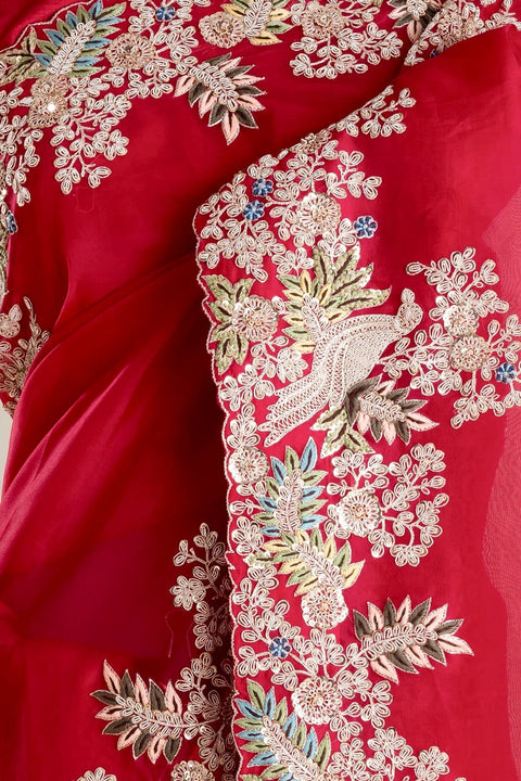 KcPc New Designer Pure Tissue Silk Kashida embroidery Saree HM