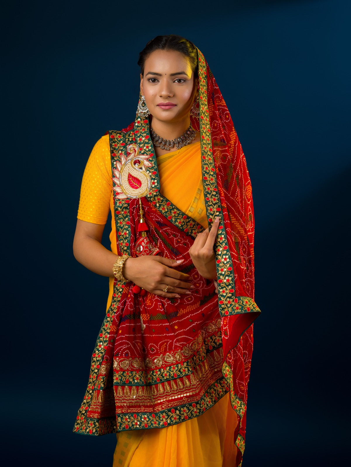 KcPc Latest New Georgette Marwardi Broach Stole