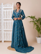 KcPc New H O silk Crop Top Style With Kashida Cutdana Work indo western Dress MUL