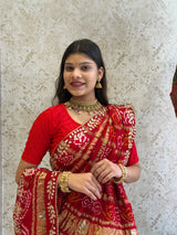 KcPc New Gaji silk bandhani Style With GotaPatti work Lehanga BTU