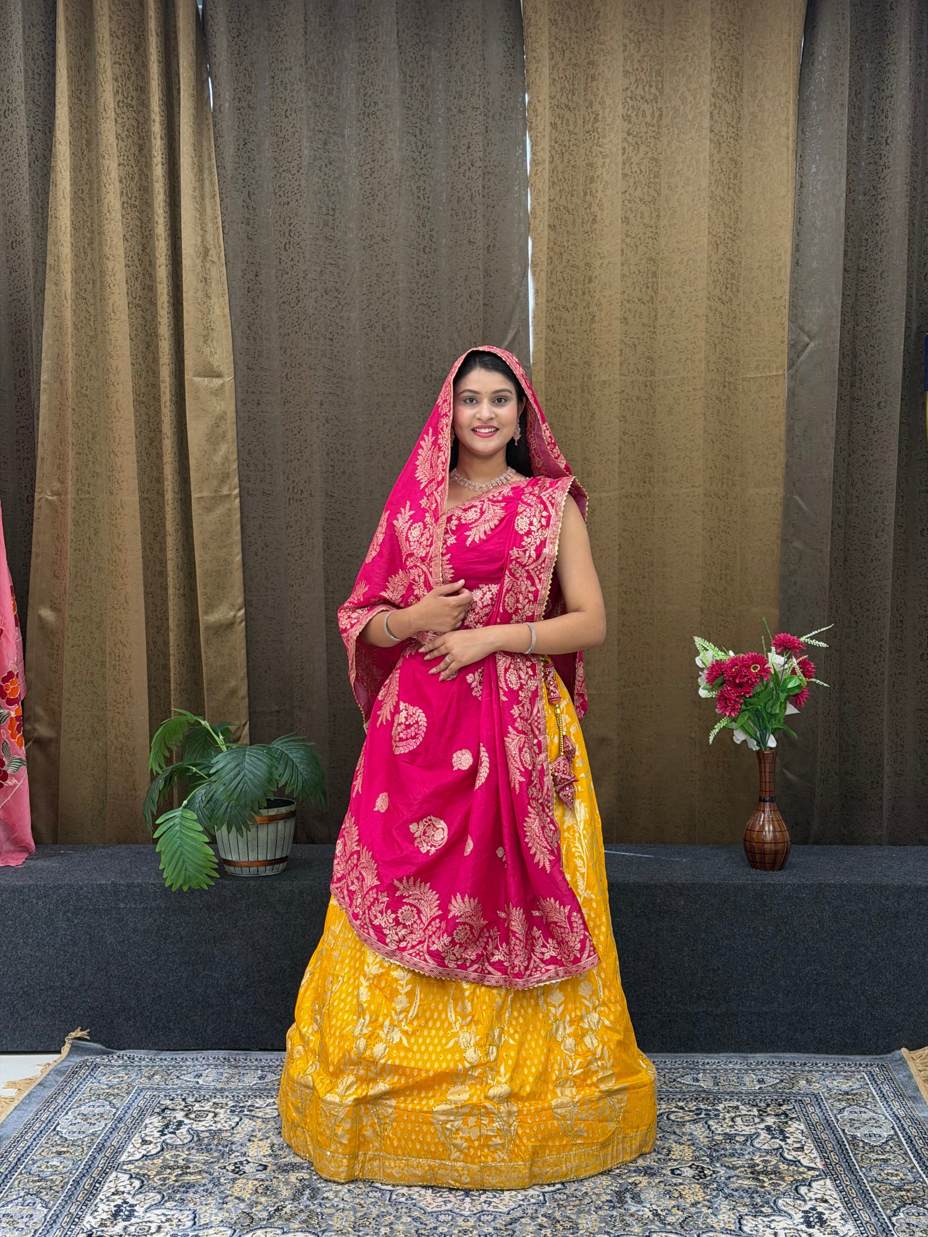 Buy Dola Silk Banarasi Style Lehenga Kcpc 