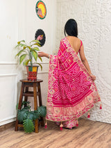 Buy New Latest Pure Gaji Silk Bandhani Ghatchola Gotapatti Saree