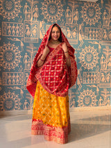 Buy Dola Silk Banarasi Meenakari Lehenga chunni Set Kcpc