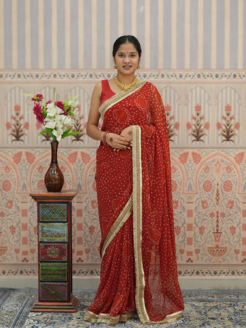 Buy Festive Special Bandhani Style Georgette Saree Kcpc