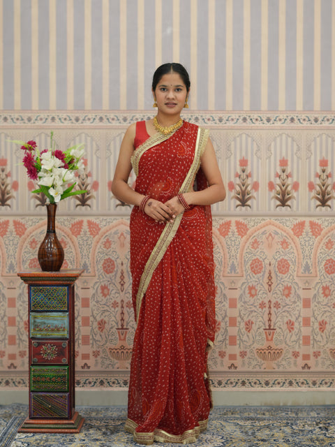 Buy Festive Special Bandhani Style Georgette Saree Kcpc