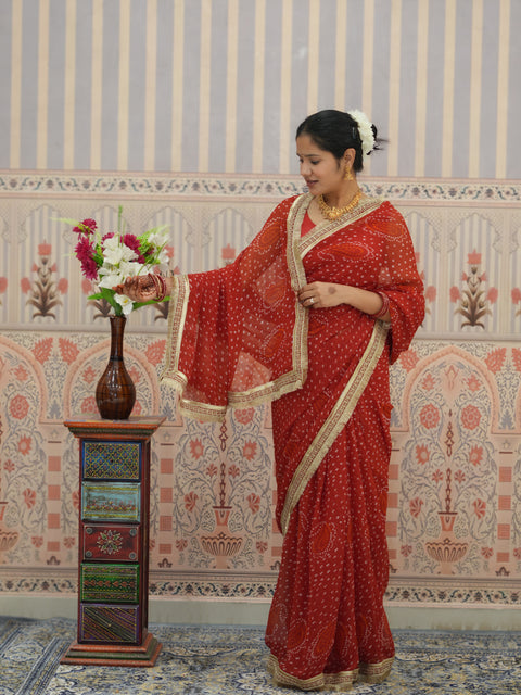 Buy Festive Special Bandhani Style Georgette Saree Kcpc