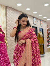 Kcpc New Premium Bandhani Style Khaddi Georgette Saree for Traditional WearRGC
