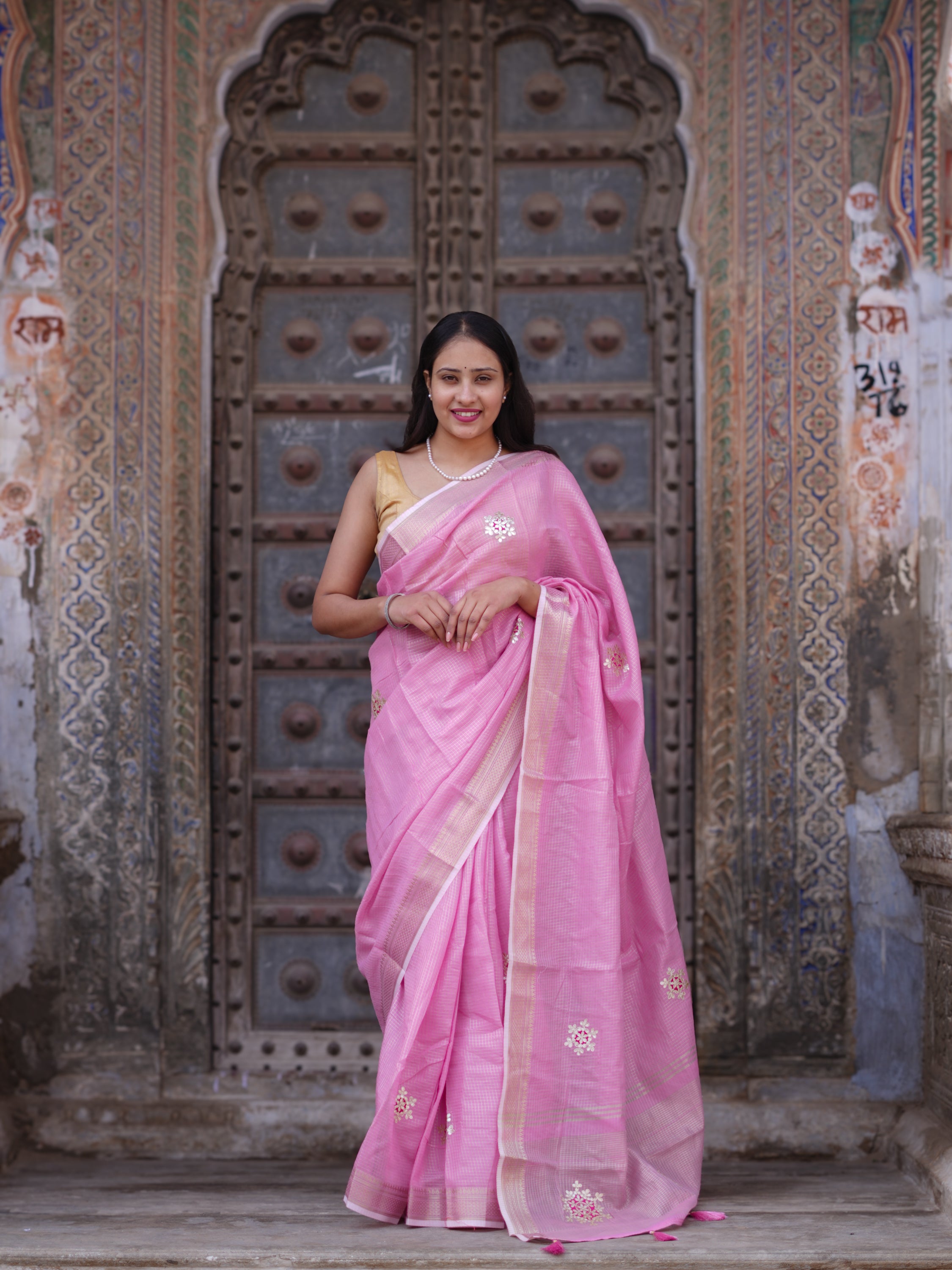 By New Banarasi Style Saree with Gotapatti Work KcPc 