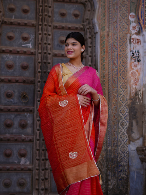 KcPc New Premium Georgette Saree in Banarasi Style with Gotapatti Detailing  Satish