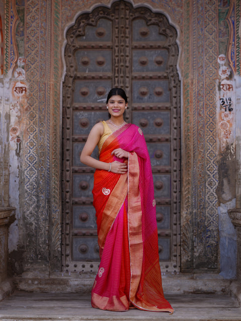 KcPc New Premium Georgette Saree in Banarasi Style with Gotapatti Detailing  Satish