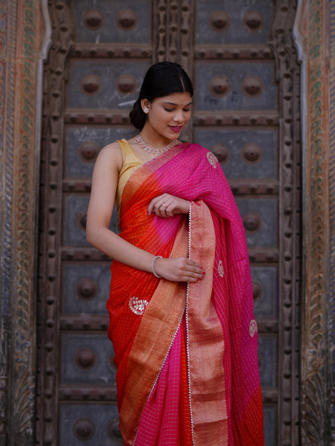KcPc New Premium Georgette Saree in Banarasi Style with Gotapatti Detailing  Satish