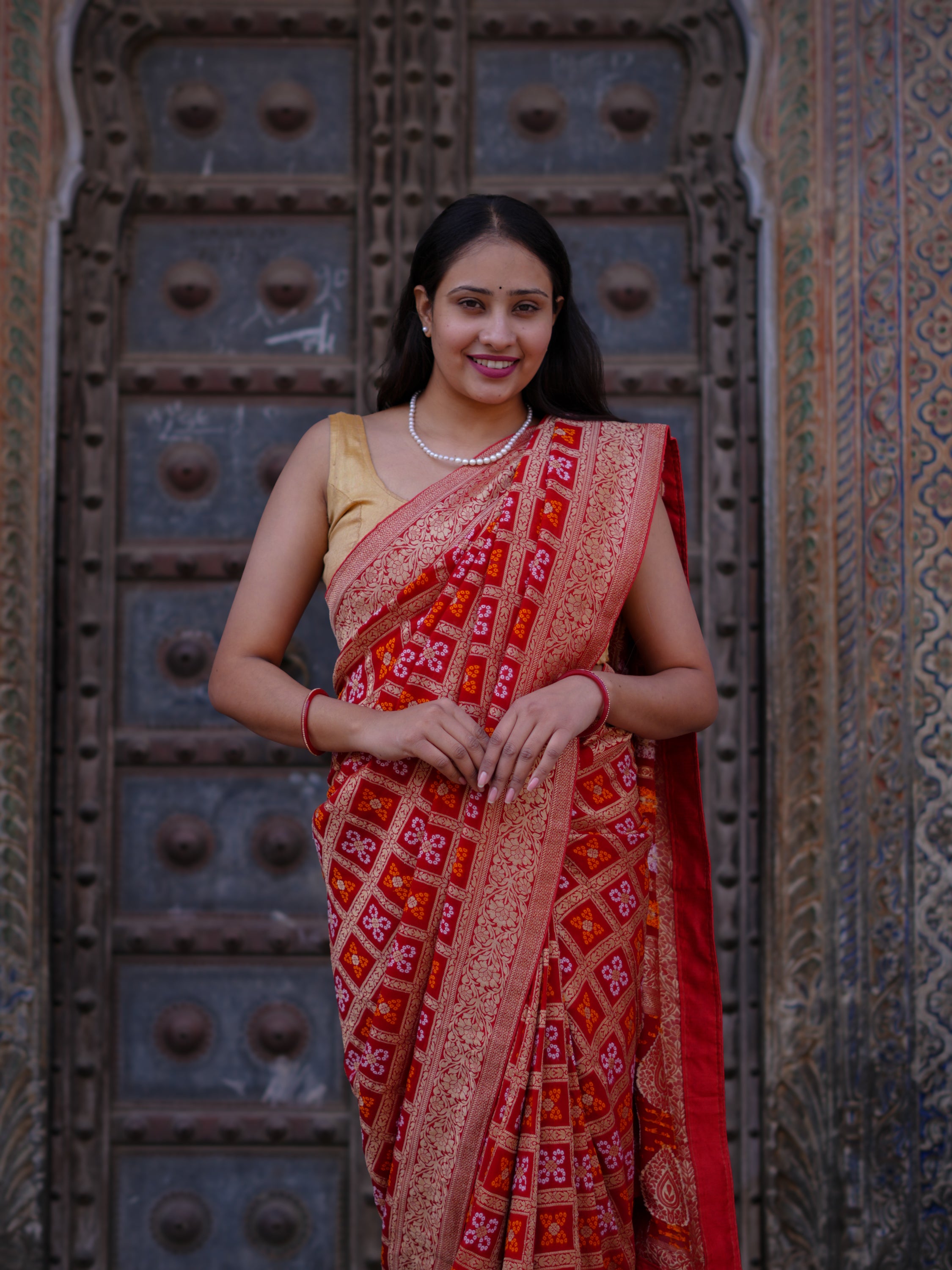 KcPc New Premium Georgette Banarasi Zari Weaving Saree GNES