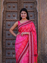 KcPc New Festive Upada Silk Saree Featuring Bandhani Pattern and Mirror DetailingSVD