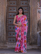KcPc New Chiffon Traditional Saree with Beautiful Gotapatti Work MHS
