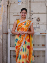 KcPc New Premium Chiffon Saree with Handcrafted Gotapatti Embellishment MHS